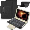 DETUOSI Universal 8.0 inch Android Tablet Case with Keyboard, Removable Wireless Bluetooth Keyboard + PU Leather Folio Book Cover + Stand, Travel Portable Sleeve for iOS/Android/Windows System Tablet