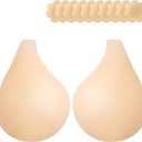 Adhesive Bra  Invisible Lift & Push-Up Sticky Bra for Backless Dresses, Reusable Silicone Nipple Covers Beige