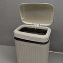 rejomiik Small Bathroom Trash Can with Lid 2.1 Gallon Soft Close Step Slim Garbage Can Waste Bin for Office, Bedroom, Kitchen, Cream