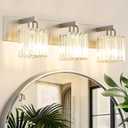 Aipsun Brushed Nickel Vanity Light Bathroom Lighting Fixtures 3 Light Crystal Modern Bathroom Vanity Light (Exclude Bulb), 23 inch