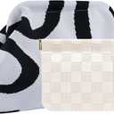 Clutch Purses for Women,Woven Crochet Bag&Cosmetic Bag Dumpling Striped Cloud Purse Evening Handbag Summer Beach