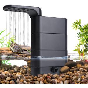 Hygger 150GPH Turtle Filter with 2 Sponges Bio Ball, 3-in-1 Water Circulation Draining Bio Filtration Amphibian Tank Filter 5 to 35 Gallon for Reptile Frog