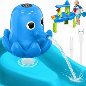 Water Table Pump, Battery Powered Continuous Water Pump for Water Table, Cordless Octopus Rechargeable Magnetic Pump, No Drill Installation, Outdoor Water Play Accessory for Kids (Blue)