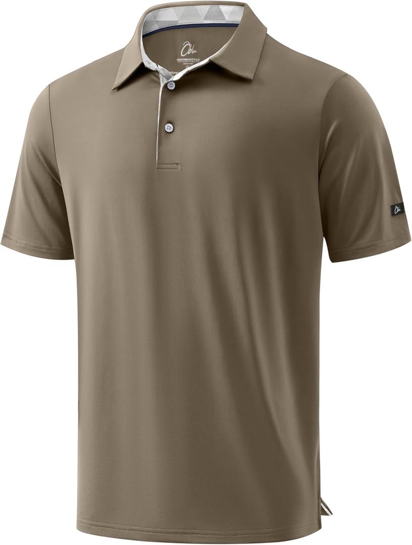 Obla Mens Golf Shirt Short Sleeve Dry Fit Collared Polo Shirts | Moisture Wicking, Performance, lightweight, Athletic, Casual, Work Shirts (Brown, M)