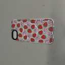  GUESNUY Aesthetic Phone Case Compatible with iPhone 16e,Bow Case Compatible with MagSafe,Soft Clear TPU Anti-Slip Bumper Protective Cover,Strawberry Bows Pattern Designed for Women Girl 