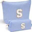 YOOLIFE Birthday Gifts for 3 4 5 6 7 8 9 10 11 12 13 Year Old Girls | Monogram Makeup Bag | Makeup Pouch | Stocking Stuffers for Girls | Birthday Gifts for Girls | Teen Girl Daughter Sister Gifts S (Blue)