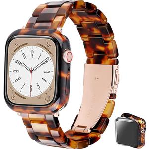 Band with Case Compatible with Apple Watch 49mm 46mm 45mm 44mm 42mm 41mm 40mm 38mm,Women Men Fashion Resin Strap Bumper for iWatch Ultra 3/2/1 Series 11 10 9 8 7 SE 6 5 4 3 2 1