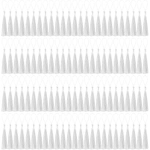 100 Pcs Bookmark Tassels Bulk White Soft Craft Silky Handmade Mini Tassels for Jewelry Making with Loops for DIY Craft Accessory Dress Decoration