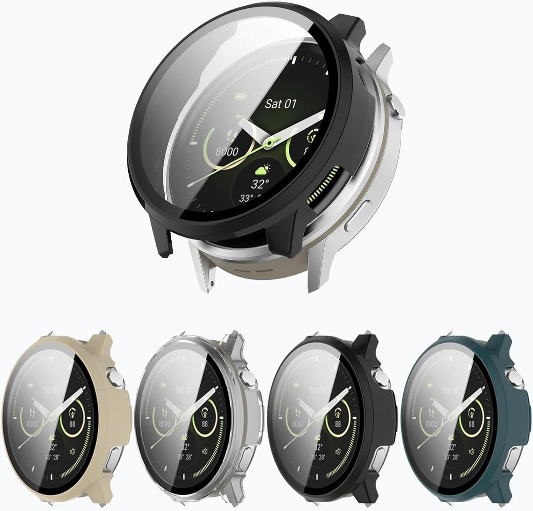 [4-Pack] Screen Protector Case Compitible with Garmin Venu 4 41mm Smartwatch, Ultra-Thin Scratch Resistant Cover with Tempered Glass for Women Men