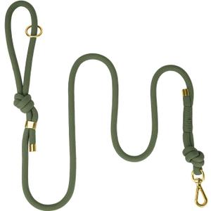 Sunraymascota 5FT No Pull Dog Leash for Medium Large Dogs  Rope Leash with Non Slip Handle & Metallic GoldenToned Carabiner Clip (Misty Green)