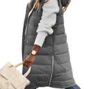 HEEKPEK Womens Puffer Vest Winter Hooded Sleeveless Zip Up Long Puffy Jacket Warm Thick Quilted Coats with Pockets(Grey,S)