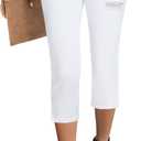 GRAPENT Capris Jeans for Women High Waisted Stretchy Ripped Skinny Denim Capri Pants Distressed Cropped Jeggings Casual (Large, White)