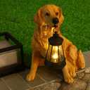 Baquler Garden Dog Statues Outdoor Decor, Resin Solar Lights Outdoor Statue Led Garden Decorations Windproof Lamp Lawn Ornaments Front Yard Decorations Outdoor for Porch Home Patio(Golden Retriever)