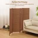 4 Panel Short Room Divider, Bamboo, 47.2 in Tall, Dark Brown