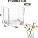 6 Pcs Square Glass Vase 5" x 5" x 5", Clear Bulk Cube Vases for Centerpieces, Floating Candle Holders with Thickened Base for Wedding, Birthday, Office & Home Decor