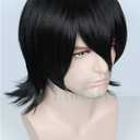 Linfairy Unisex Short Black Straight Cosplay Wig Halloween Costume Wig for Women