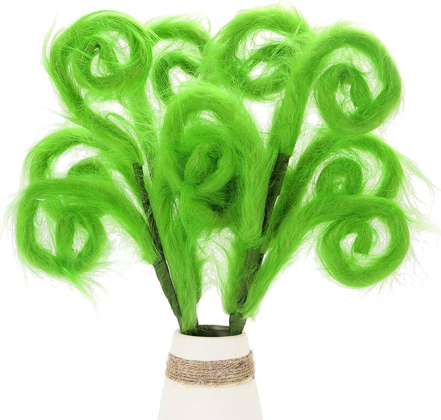 5pcs Lime Green Christmas Tree Picks Decoration 19.7'' Curly Tree Topper Picks Spray Ornaments for Xmas Home Vase Wreath Holiday Party (Green Picks)