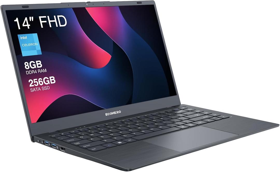 Laptop Computer, 8GB DDR4 RAM/256GB SSD, Celeron J4005 Processor, 14 Inch FHD Display, Thin & Portable Notebook PC, 2.4G/5G WiFi and Bluetooth 5.1