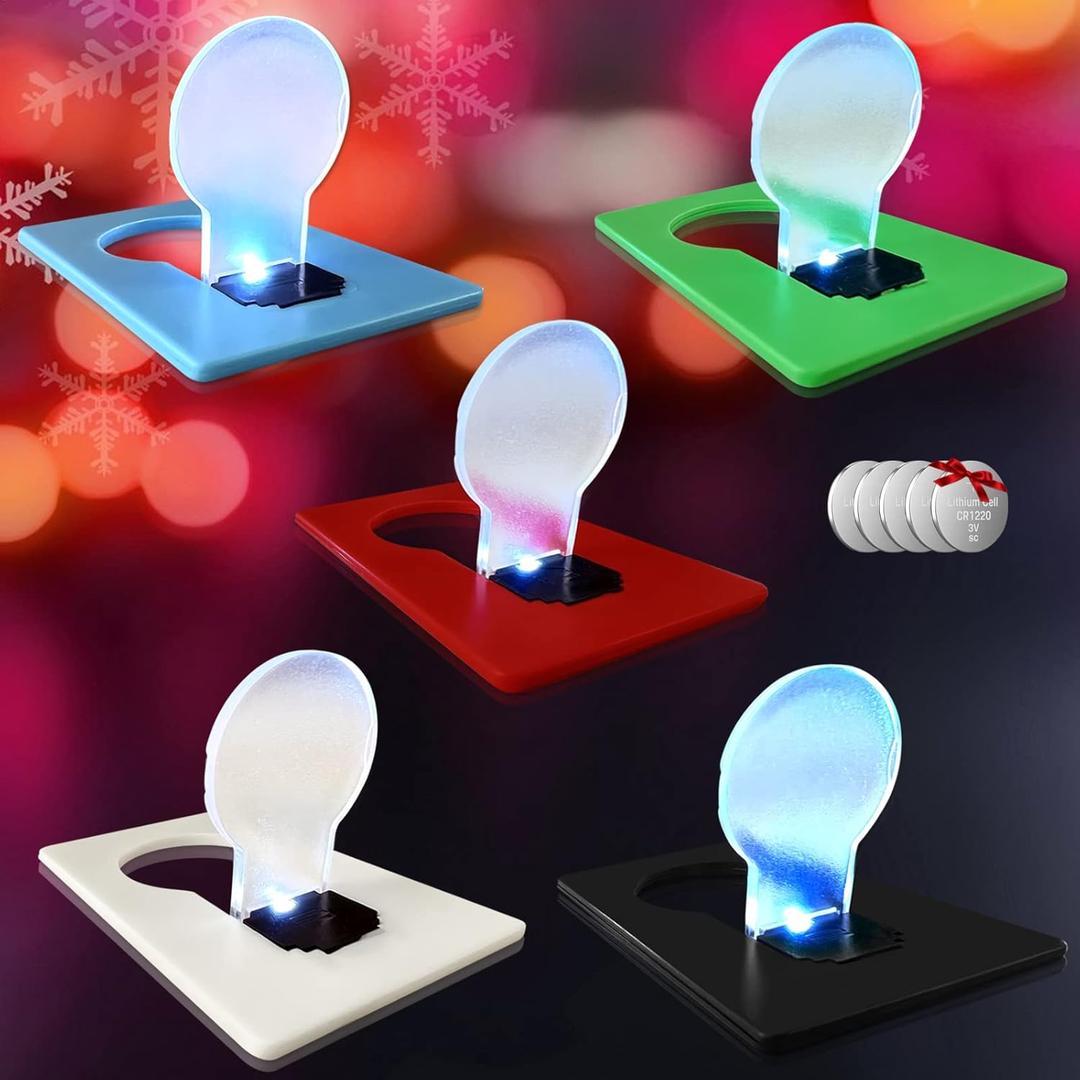Credit Card Lights, Mini Portable LED Pocket Lamps Light Foldable Wallet Purse Lamps for Party Favors, 20 pcs Multicolor Card with White Color Light (1 Count (Pack of 20))