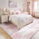 Washable Area Rugs 34x56 In Soft for Living Room Entryway Bedroom Nursery, Grey Pink