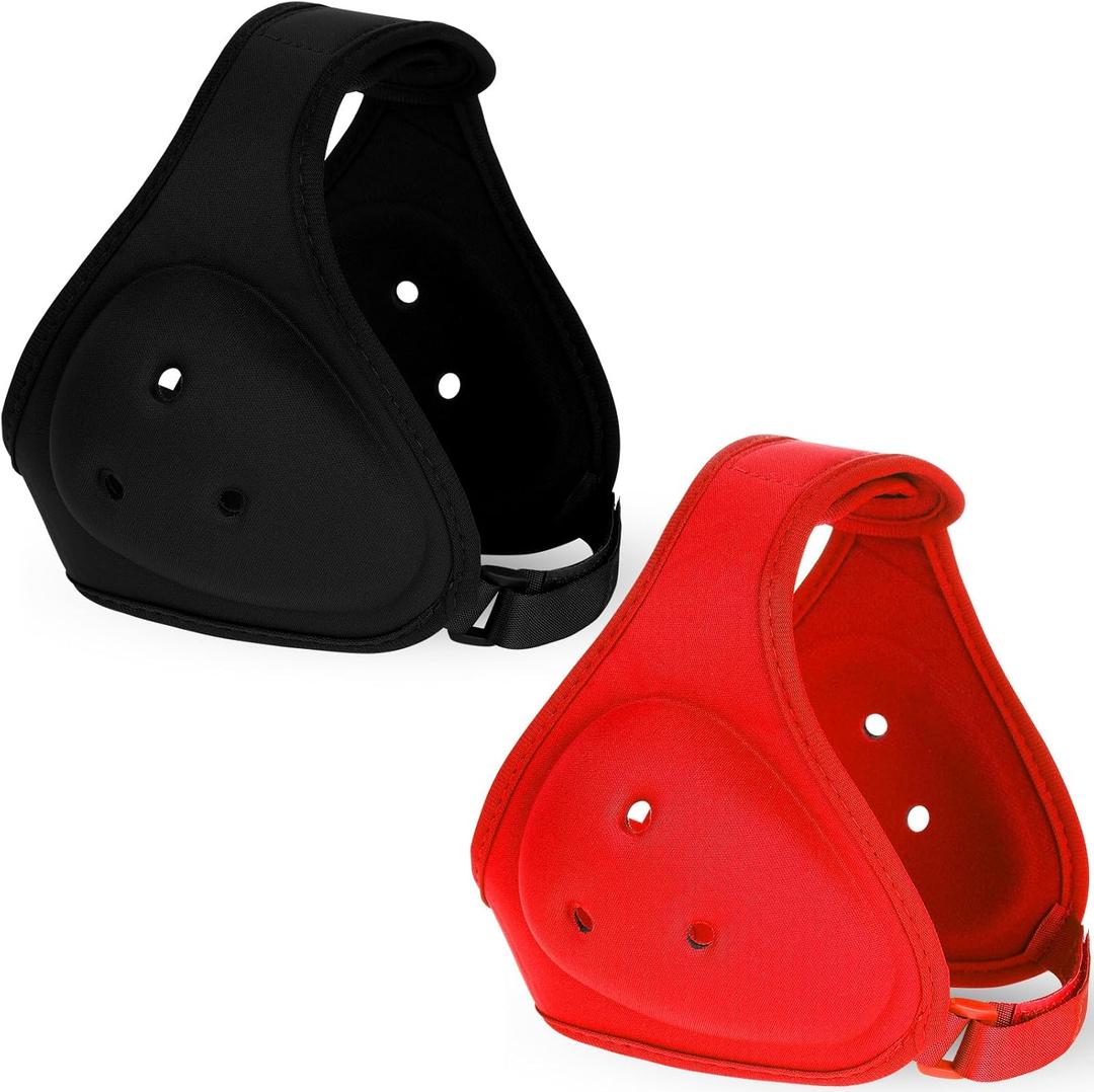 Jerify 2 Pcs Wrestling Headgear for Kids Youth Soft Grappling Headgear Wrestling Adjustable Ear Guard Protective(Black,Red)
