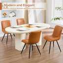 Dining Chairs Set of 2, Modern Dining Chairs with Thick Cushions, PU Leather Upholstered Kitchen Dining Room Chairs with Metal Legs for Dining Living Room (Caramel), 2 Pcs
