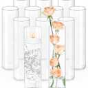 TBWIND 12Pcs Glass Cylinder Vases 12 Inch Tall Clear Flower Vases for Centerpieces Wedding Decoration, Hurricane Floating Candle Holder for Party Table Home Decor