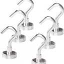 Magnetic Hooks 27lbs/12kg (Pack of 6 Silver) - Heavy Duty Neodymium Hooks for Outdoor & Backyard Use - Strong Rare Earth Magnets for Cruise Cabins - Magnetic Hooks for Kitchen & Refrigerators
