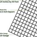 Hardware Cloth 1/2 inch, Chicken Wire Mesh Roll, 24'' x 50' 19 Gauge - Black Vinyl Coated Wire Fence Roll, Welded Wire Fencing, Mesh & Wire Cloth, Garden Fence
