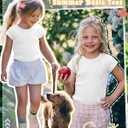 Halfchet Toddler Girls' Short Sleeve Shirts | Ribbed, Cotton, Crew Neck, Fitted, Tops, Summer, Casual, Basic, Tees, Back to School, Vacation, Outfit, for Babies 18M-5T