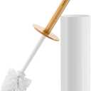 SUBEKYU Toilet Brush, Toilet Bowl Brush and Holder Set, Bathroom Toilet Bowl Cleaner Scrub Brush Set Scrubber for Deep Cleaning, White