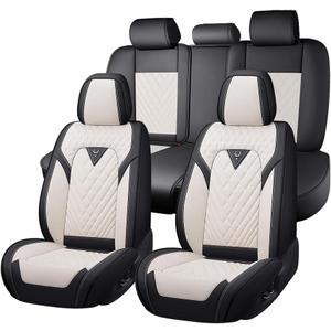 Car Seat Covers Full Set for Hyundai Tucson 2005-2026, Waterproof Nappa Leather Car Seat Cover with Memory Foam, Full Coverage&360 Protection Car Seat Covers Sets (5 Seat,Cream White)