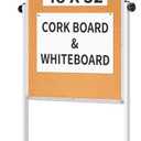 Maxtek Mobile Whiteboard and Cork Board Combo 48 x 32 in, Height Adjustable