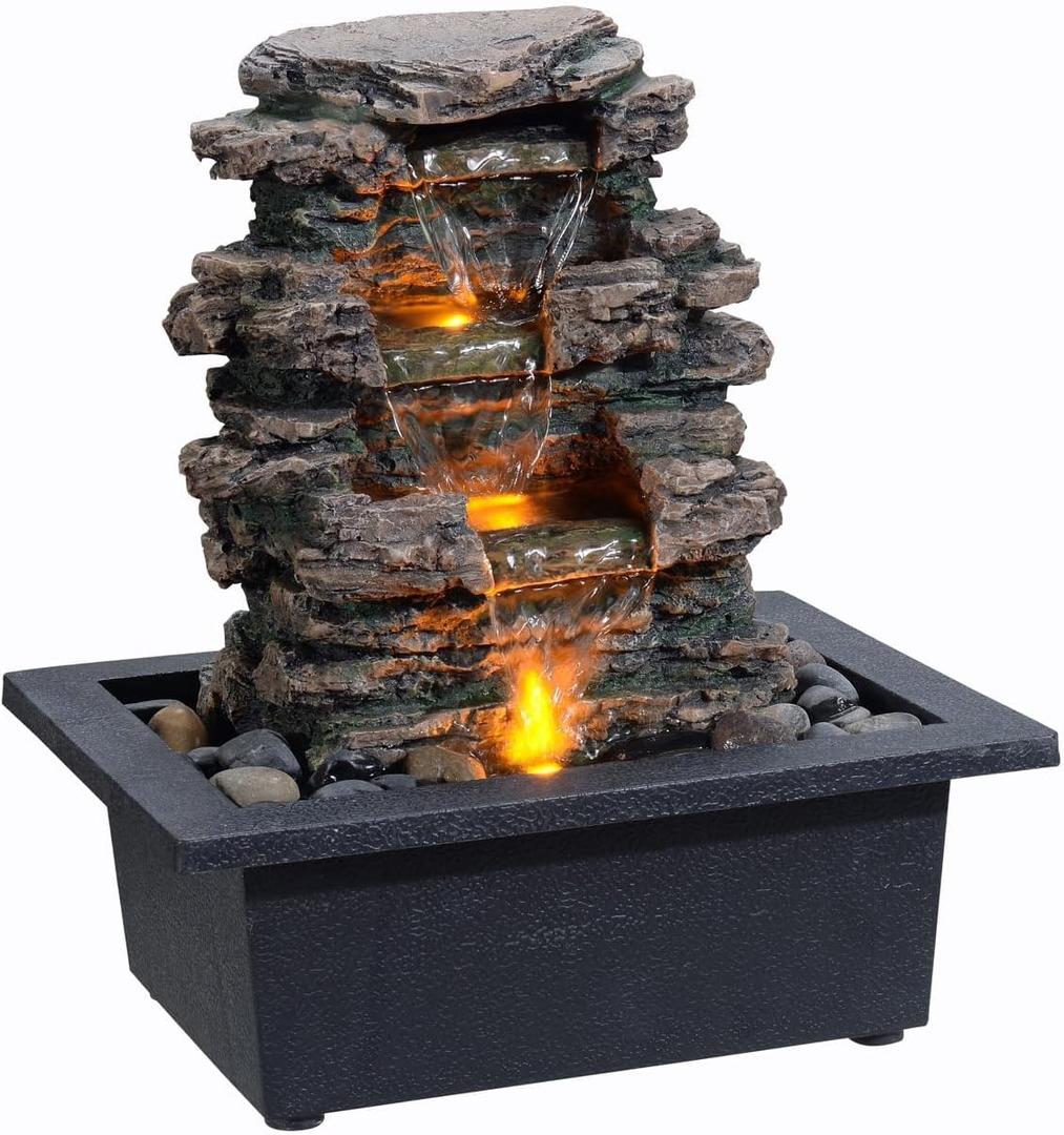 Tabletop Water Fountain, Home Dcor Soothing Sound Machine with Automatic Pump, Deep Basin and Natural River Rocks. Indoor Zen Relaxation for Office, Living Room, or Bedroom Dcor.