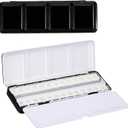 PATIKIL Empty Watercolor Palette, Metal Watercolor Tin with 26pcs Half Pans Paint Case with Lid Paint Box for Travel Gouache Oil Painting, Black