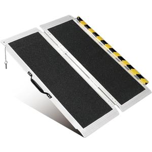  Portable Wheelchair Ramp, Non-Slip Aluminum Folding Handicap Ramp, 800 LBS Capacity Door Threshold Ramps for Home Steps, Scooter Ramp for Car, Doorways, Curbs, Stairs, Cart, Wheel Chair Steps 59x29