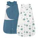 ZIGJOY Sleep Sack Swaddle 0.5 TOG Baby Wearable Blanket 100% Cotton Baby Swaddle Blanket for Newborns 0-6 Months for Boy Girl, Blue&Space
