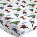 Jay Franco Kids Sheet Set with Fitted, Flat Sheets & Pillow Cover - Ultra-Soft Bedding with Pillowcase for Room Decor, White - Avengers, 4 Piece Queen