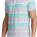 SURF CUZ Golf Shirt Moisture Wicking for Men Dry Fit Polo Shirts Short Sleeve Print Performance 4-Way Stretch (Blue, XXXL)