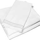 Microfiber Bedding Set (Twin, White)  Non-Slip Deep Pockets  Cute & Comfortable Bed Sheets & Pillow Cases