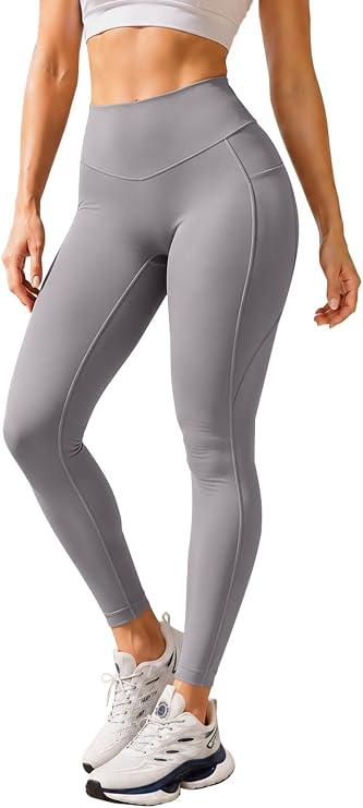 RIHOAS Buttery Soft Womens Yoga Leggings with Pockets High Waisted Tummy Control Ankle Tights Seamless Workout Squat Proof M