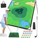 Liberry Golf Chipping Game with Large Chipping Mat, 2 Adjustable Clubs, 20 Sticky Balls, Outdoor Indoor Sports Training Toy Gift for Adults Kids, Family Yard Target Game