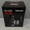 Mueller 12-Cup Drip Coffee Maker - Borosilicate Carafe, Auto-Off, Reusable Filter, Anti-Drip, Keep-Warm Function, Clear Water Level Window Coffee Machine, Kitchen Essentials & Accessories (Black)