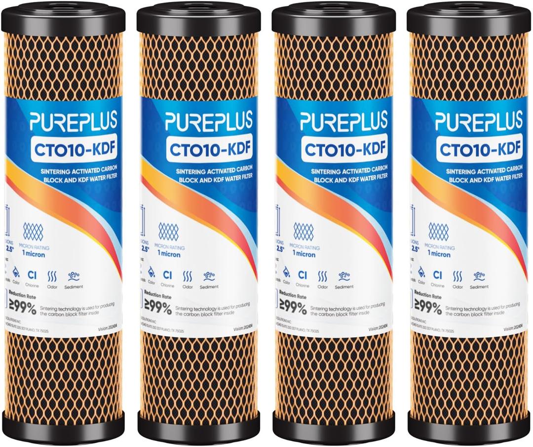 1 Micron 2.5"x10" Whole House Heavy Metal Removal Water Filter, Replacement for Under Sink Systems，Dupont WFPFC8002, WFPFC9001, FXWTC, SCWH-5, WHEF-WHWC, WHCF-WHWC, AMZN-SCWH-5 (4-Pack)