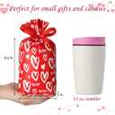 JOINDO 50 PCS Valentines Goodies Bags for Kids Class, 6x9 inches fit treats and Small gifts, Ribbon Drawstring Fast Packaging & Easy Use, Stand up Bottom, Opaque, 3 Patterns