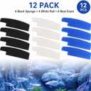 Aquarium Filter Kit 12 Pack 3 Layer Fish Tank Filter Media Set with 4 Carbon Sponge Pads, 4 Polishing Pad, and 4 Foam Filters for Clear Water, Compatible with Seachem Tidal 110 Gallon