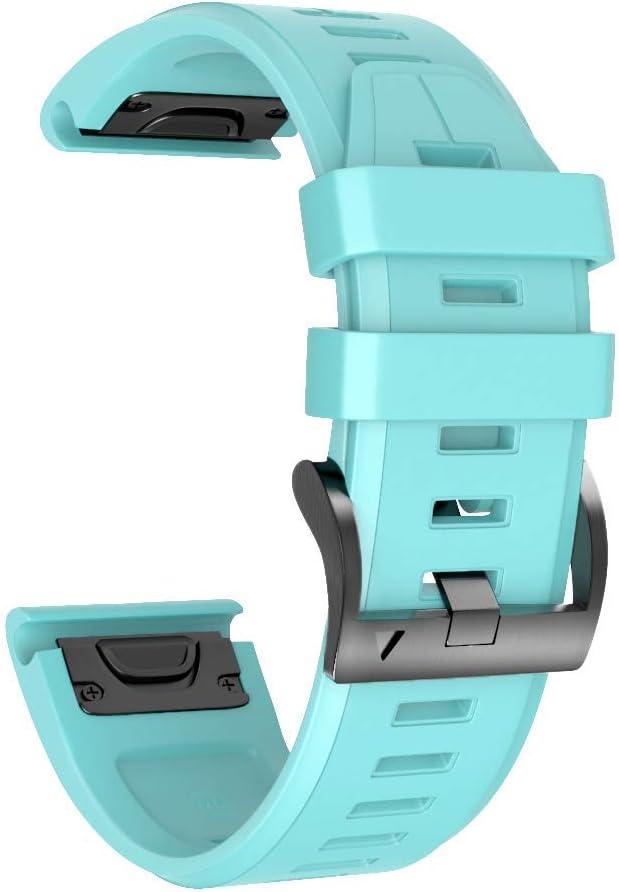 NotoCity Compatible Fenix Plus Bands Silicone Replacement Watch Strap for Garmin Fenix 5X, 6X, 3, HR, Descent MK1, D2 Delta PX, D2 Charlie (Teal)