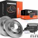 A-Premium 11.14 inch(283 mm) Rear Solid Disc Brake Rotors + Ceramic Pads Kit Compatible with Select Hyundai and Kia Models - Optima 2011-2015, Azera 2012-2017, Sonata 2011-2015, 6-PC Set