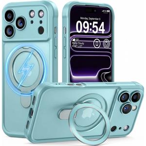 MOCCA Design for iPhone 17 Pro Case, Compatible with Magsafe [Premium Invisible Magnetic Ring Stand] [Military Drop Protection] Full Camera Guard Translucent Matte Slim Phone Cover 6.3",Blue