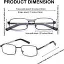 HIGHLIKE Reading Glasses Men, Metal Stainless Flex Readers with Soft Cases, Clear Lens Blue Light Glasses 2.5